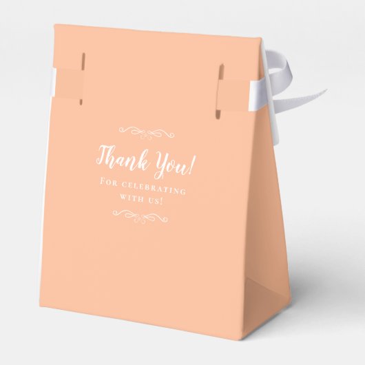 エレガントサンキュー結婚ズカップルピーチホワイトゲスト フェイバーボックス (裏面サイド)