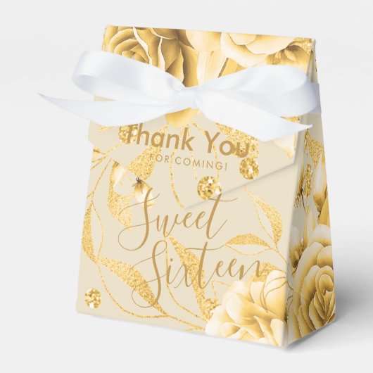 エレガントサンキュー金ゴールドスウィート16グリッターフローラ フェイバーボックス (正面サイド)