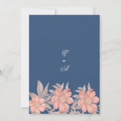 エレガントサンゴネイビーブルーソフトグレー結婚フローラ 招待状 (裏面)