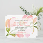 エレガントサンゴフローラグラデーション金ゴールド幾何結婚図形 招待状 (スタンド正面)