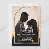 エレガントサンセットカスタムゴールデン結婚フォト 招待状 (正面)