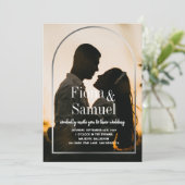 エレガントサンセットカスタムゴールデン結婚フォト 招待状 (スタンド正面)