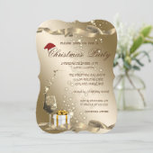 エレガントサンタハット、グラス企業の、クリスマスパーティー、 招待状 (スタンド正面)