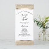 エレガントサンディ金ゴールドホイルフェイク結婚式 プログラム (スタンド正面)