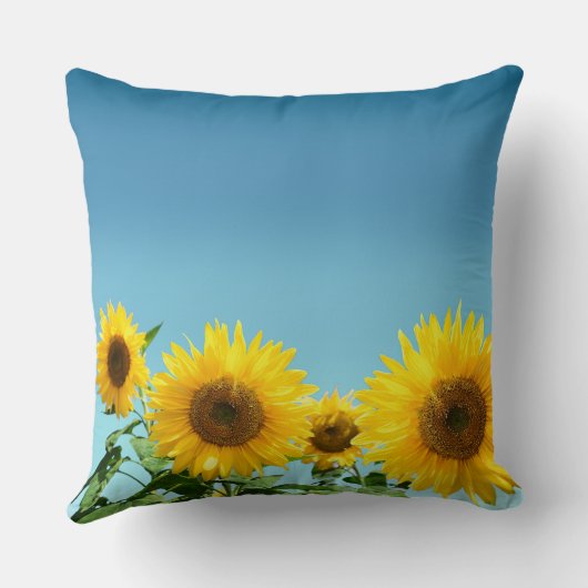 エレガントサンフラワーオンスカイブルーシェード クッション (裏面)