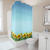 エレガントサンフラワーオンスカイブルーシェード シャワーカーテン (インサイチュ)
