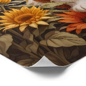 エレガントサンフラワーズカバリヤキングチャールズスパニエル犬 ポスター (角)