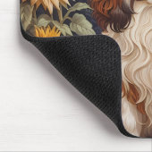 エレガントサンフラワーズカバリヤキングチャールズスパニエル犬 マウスパッド (コーナー)