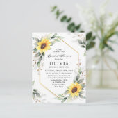 エレガントサンフラワーズゴールデングリーンブライダルシャワー ポストカード (スタンド正面)