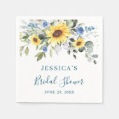 エレガントサンフラワーズユーカリフローラブライダルシャワー スタンダードカクテルナプキン (正面)