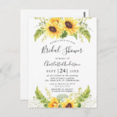 エレガントサンフラワーズユーカリブライダルシャワーカード ポストカード (正面/裏面)