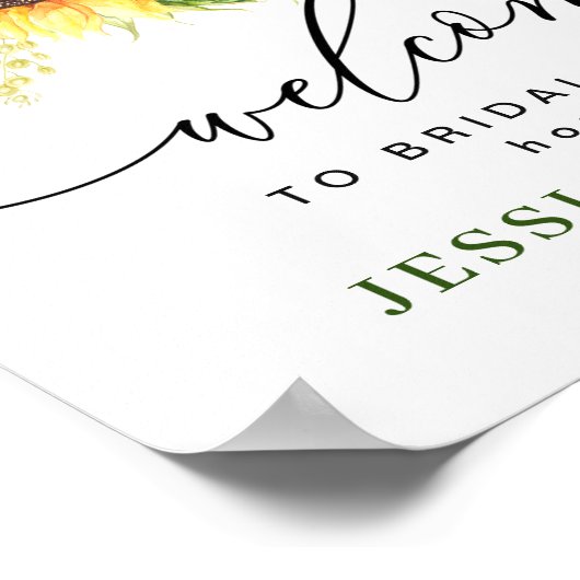 エレガントサンフラワーズユーカリブライダルシャワー ポスター (角)