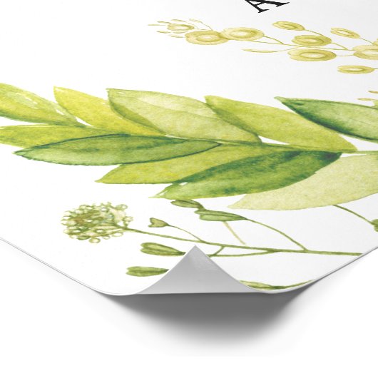 エレガントサンフラワーズユーカリブライダルシャワー ポスター (角)