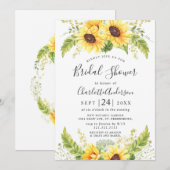 エレガントサンフラワーズユーカリブライダルシャワー 招待状 (正面/裏面)