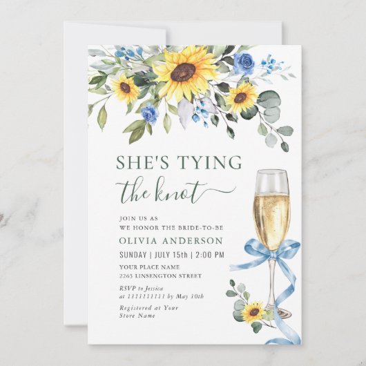 エレガントサンフラワーズユーカリブライダルシャワー 招待状 (正面)