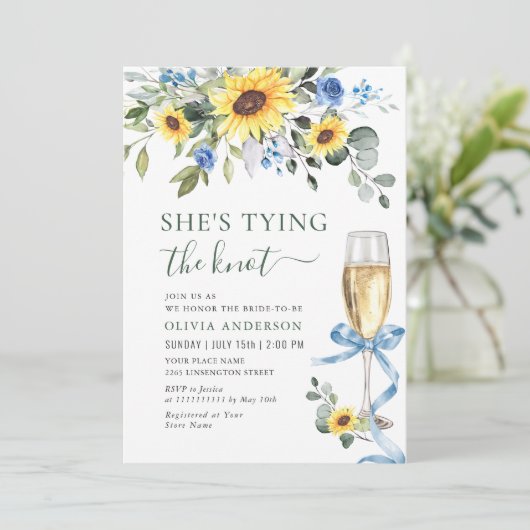 エレガントサンフラワーズユーカリブライダルシャワー 招待状 (スタンド正面)