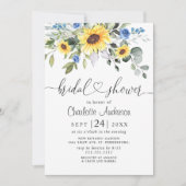 エレガントサンフラワーズユーカリブライダルシャワー 招待状 (正面)