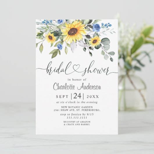 エレガントサンフラワーズユーカリブライダルシャワー 招待状 (スタンド正面)