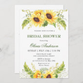 エレガントサンフラワーズユーカリブライダルシャワー 招待状 (正面/裏面)