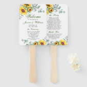 エレガントサンフラワーズユーカリ結婚式 プログラム ハンドファン (正面&裏面)