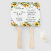 エレガントサンフラワーズユーカリ結婚式 プログラム ハンドファン (正面&裏面)