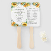 エレガントサンフラワーズユーカリ結婚式 プログラム ハンドファン (正面&裏面)