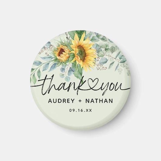 エレガントサンフラワーユーカリありがとうござ結婚う マグネット (正面)