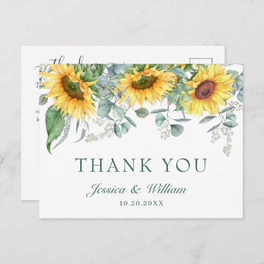 エレガントサンフラワーユーカリフローラありがとう ポストカード (正面/裏面)