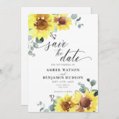 エレガントサンフラワーユーカリフローラ保存日 招待状 (正面/裏面)