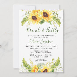 エレガントサンフラワーユーカリプトゥスブランチ&バブリー 招待状