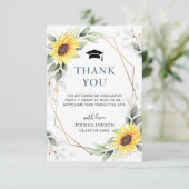 エレガントサンフラワーユーカリ写真卒業 サンキューカード (スタンド正面)