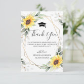 エレガントサンフラワーユーカリ写真卒業 サンキューカード (スタンド正面)