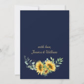 エレガントサンフラワーユーカリ水の色結婚の 招待状 (裏面)