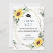 エレガントサンフラワーユーカリ素朴卒業 サンキューカード (正面)