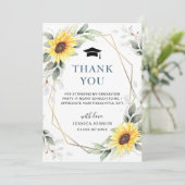 エレガントサンフラワーユーカリ素朴卒業 サンキューカード (スタンド正面)