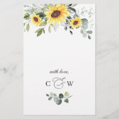 エレガントサンフラワーユーカリ結婚のディナーメニュー (裏面)