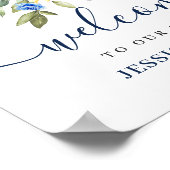 エレガントサンフラワーユーカリ結婚の歓迎サイン ポスター (角)