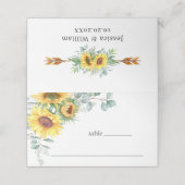 エレガントサンフラワーユーカリ結婚グリーン プレイスカード (外部開封)