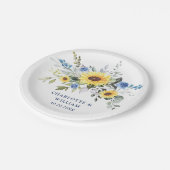 エレガントサンフラワーユーカリ結婚グリーン ペーパープレート (アングル)