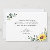 エレガントサンフラワーユーカリ緑の写真 サンキューカード (裏面)