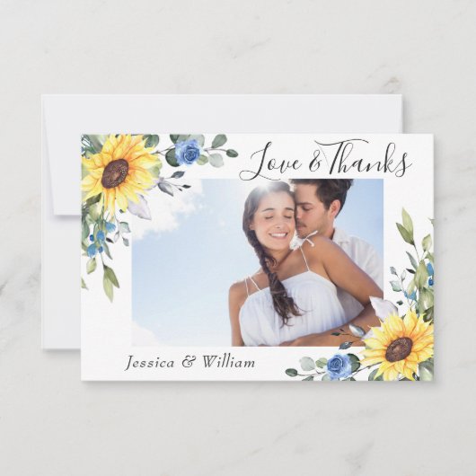 エレガントサンフラワーユーカリ緑2枚の写真 サンキューカード (正面)