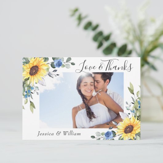 エレガントサンフラワーユーカリ緑2枚の写真 サンキューカード (スタンド正面)