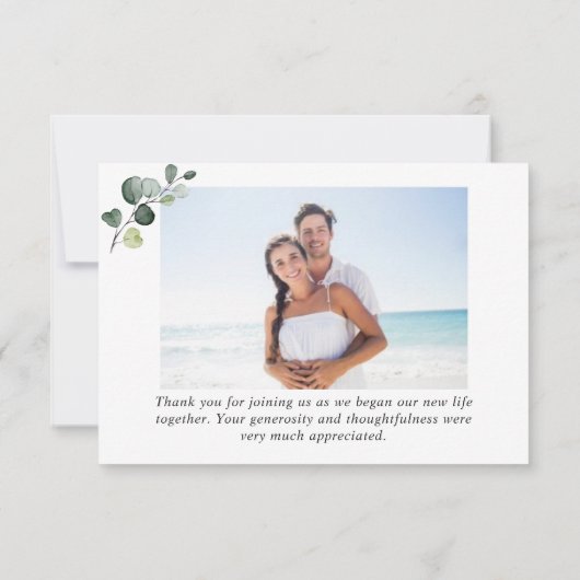 エレガントサンフラワーユーカリ緑2枚の写真 サンキューカード (裏面)