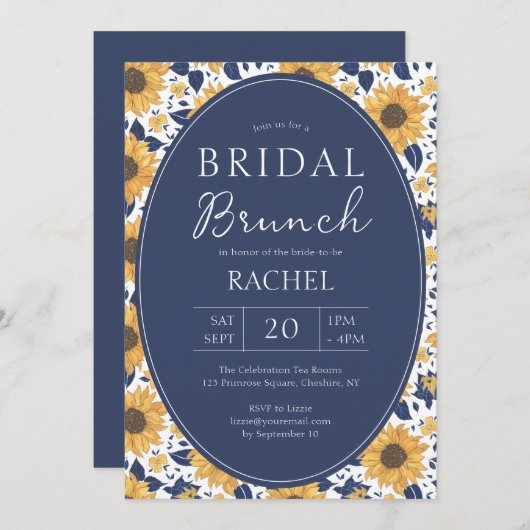 エレガントサンフラワー素朴ブライダルブランチ招待状 招待状 (正面/裏面)