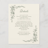 エレガントサージグリーンヴィンテージフローラ結婚ズ エンクロージャーカード (正面)