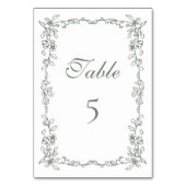 エレガントサージグリーンヴィンテージフローラ結婚ズ テーブルナンバー (正面)