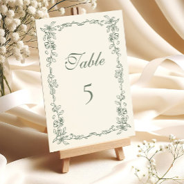 エレガントサージグリーンヴィンテージフローラ結婚ズ テーブルナンバー
