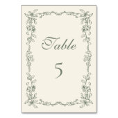 エレガントサージグリーンヴィンテージフローラ結婚ズ テーブルナンバー (正面)