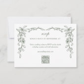 エレガントサージグリーンヴィンテージフローラ結婚ズ 出欠カード (正面)