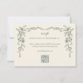 エレガントサージグリーンヴィンテージフローラ結婚ズ 出欠カード (正面)